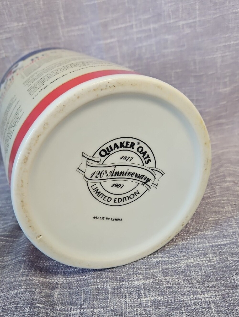 1997 Quaker Oats 120th Anniversary Ceramic Cookie Jar Canister w/ Lid - Picture 8 of 12
